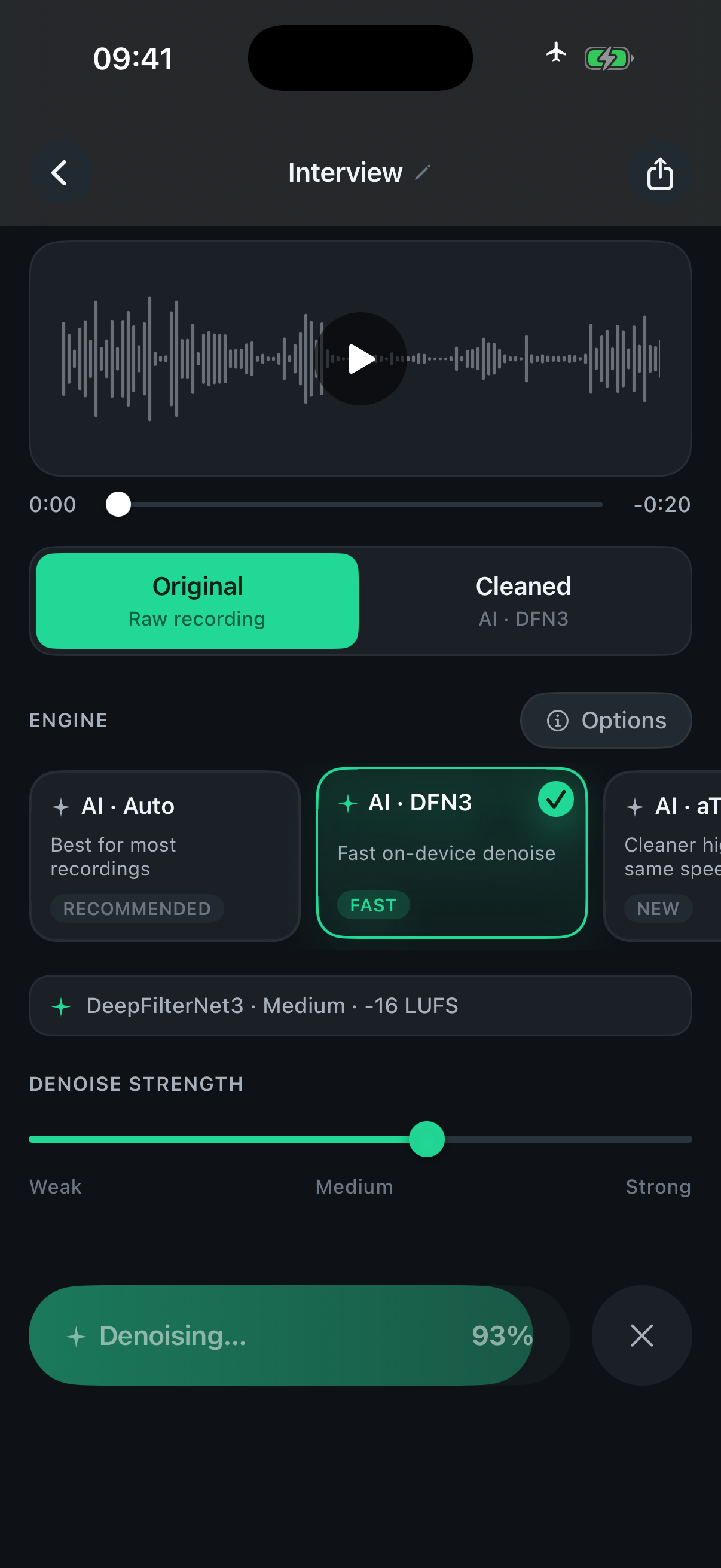 Denoise — Denoise app screen
